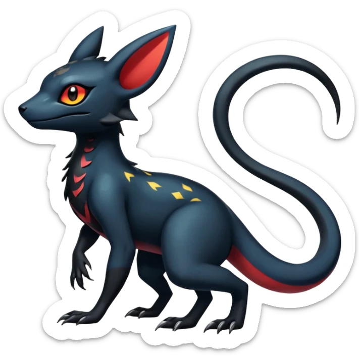 Colorful Dark Shiny Exotic Salandit-Umbreon-Quilava-Fakémon-hybrid-creature (full body)  sticker