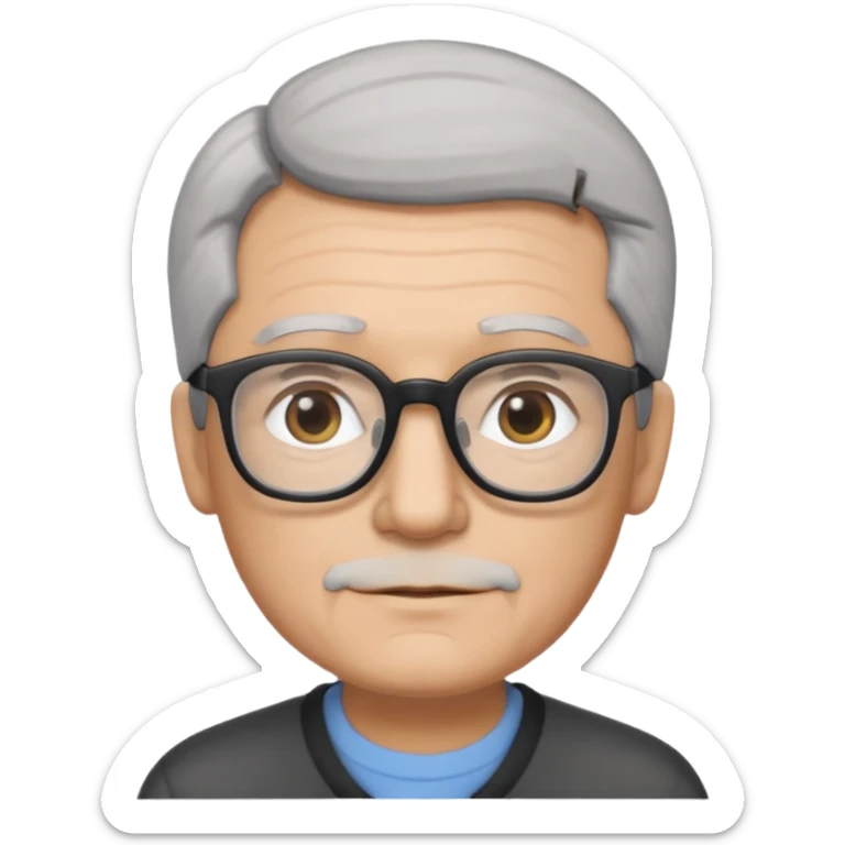 padre con gafas rectangulares poco pello y color blanco y negro sin arujas sticker