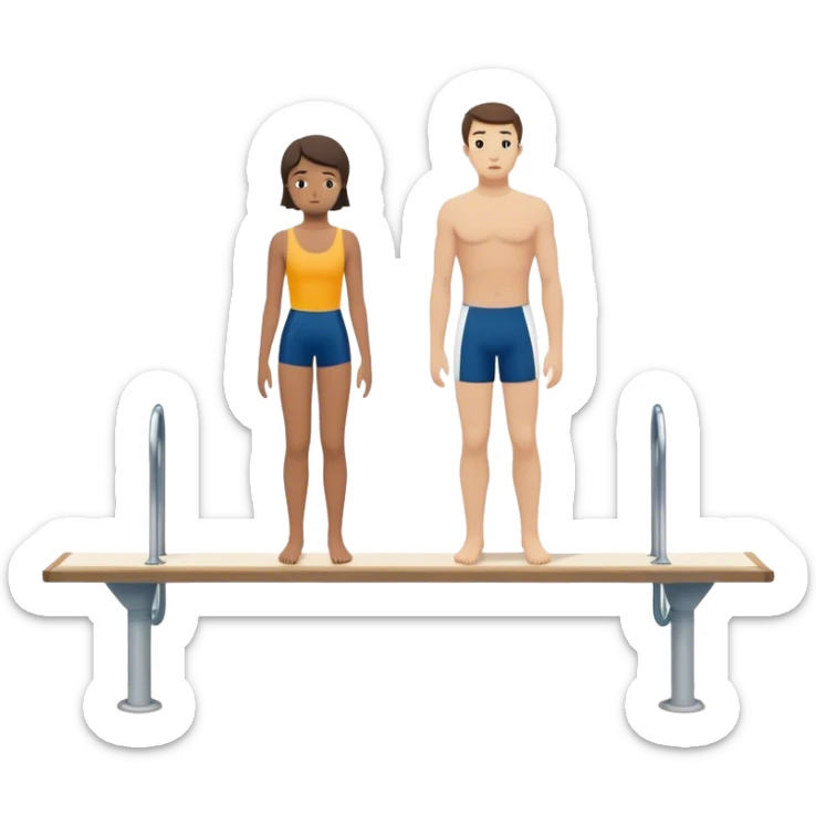 A person standing at the edge of a diving board, looking nervous. Below them is a pool of water labeled “Confidence.” Instead of hesitating, they count 5-4-3-2-1 and jump in, representing taking action despite fear.  sticker