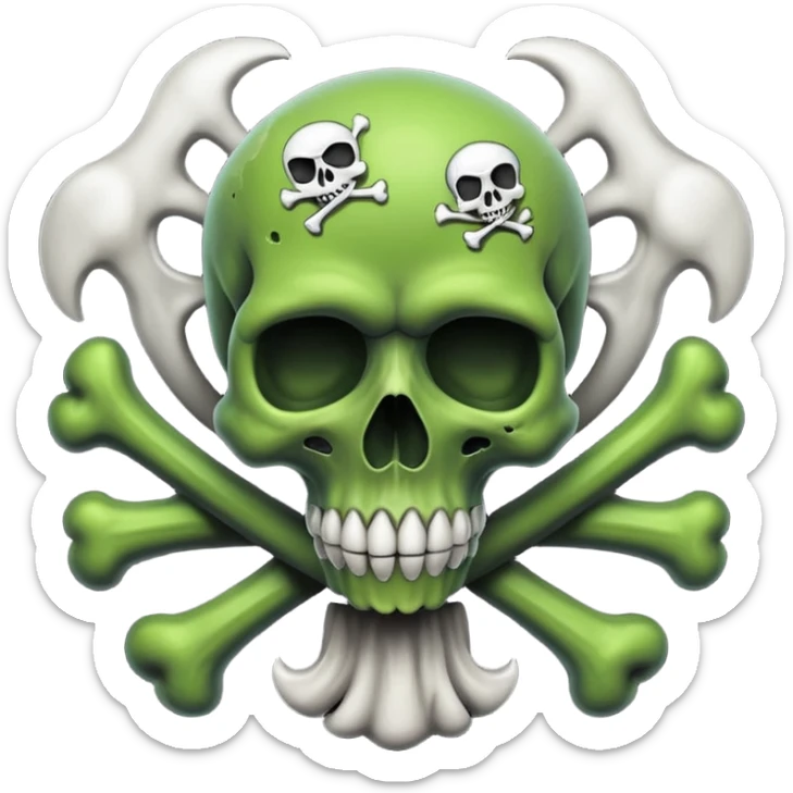 a poisonous cloud of gas, dark swamp color, with an image of a skull and two crossed bones behind the skull sticker