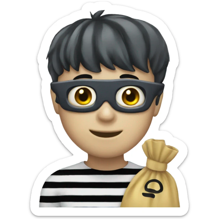 smiling boy in striped mask sticker