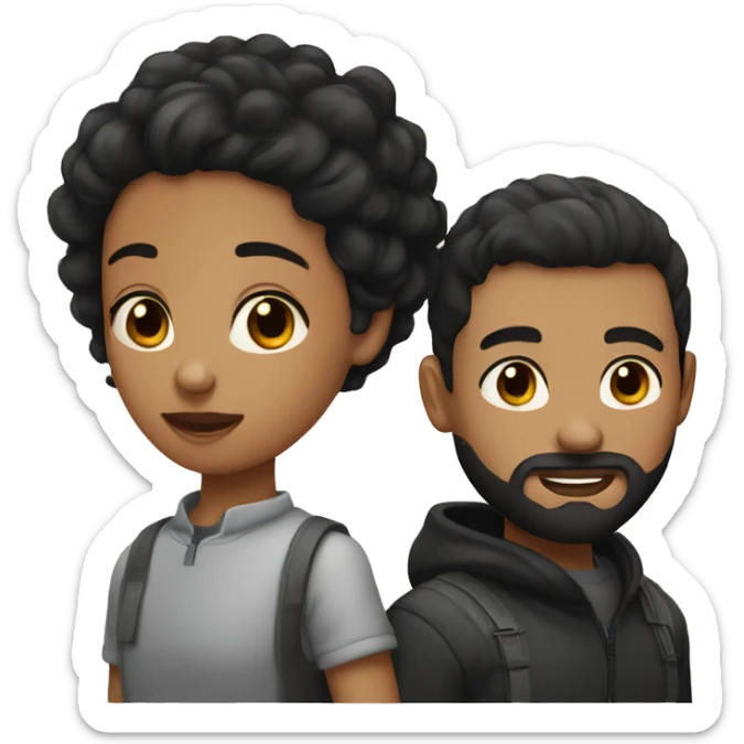 Couple, girl with black hair and boy with short hair and beard i sticker
