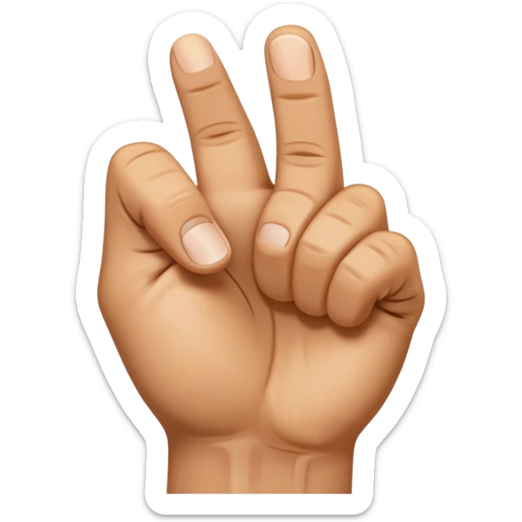A close-up of a human hand forming a fist, but with the thumb sticking out between the index and middle fingers. The hand is shown from the front, clearly displaying the unusual gesture. The background is softly lit, and the focus is on the hand gesture.” sticker