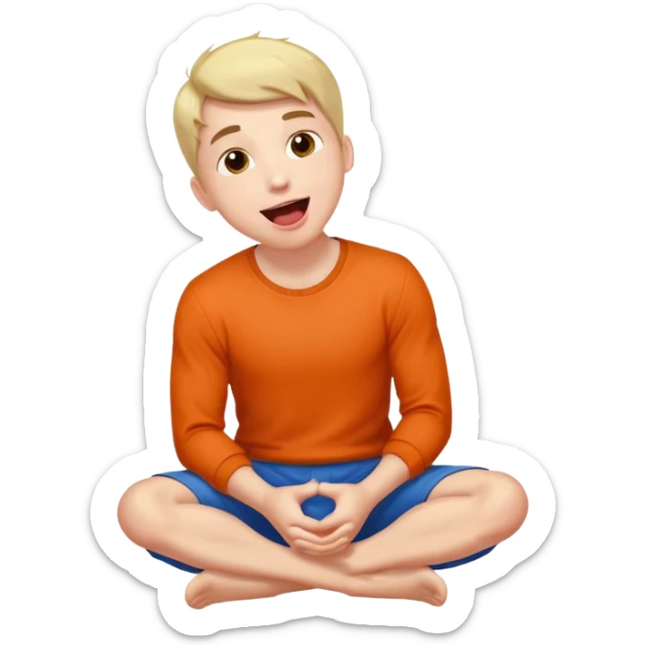 Submissive masochistic male on his knees, looking up  and tongue out sticker