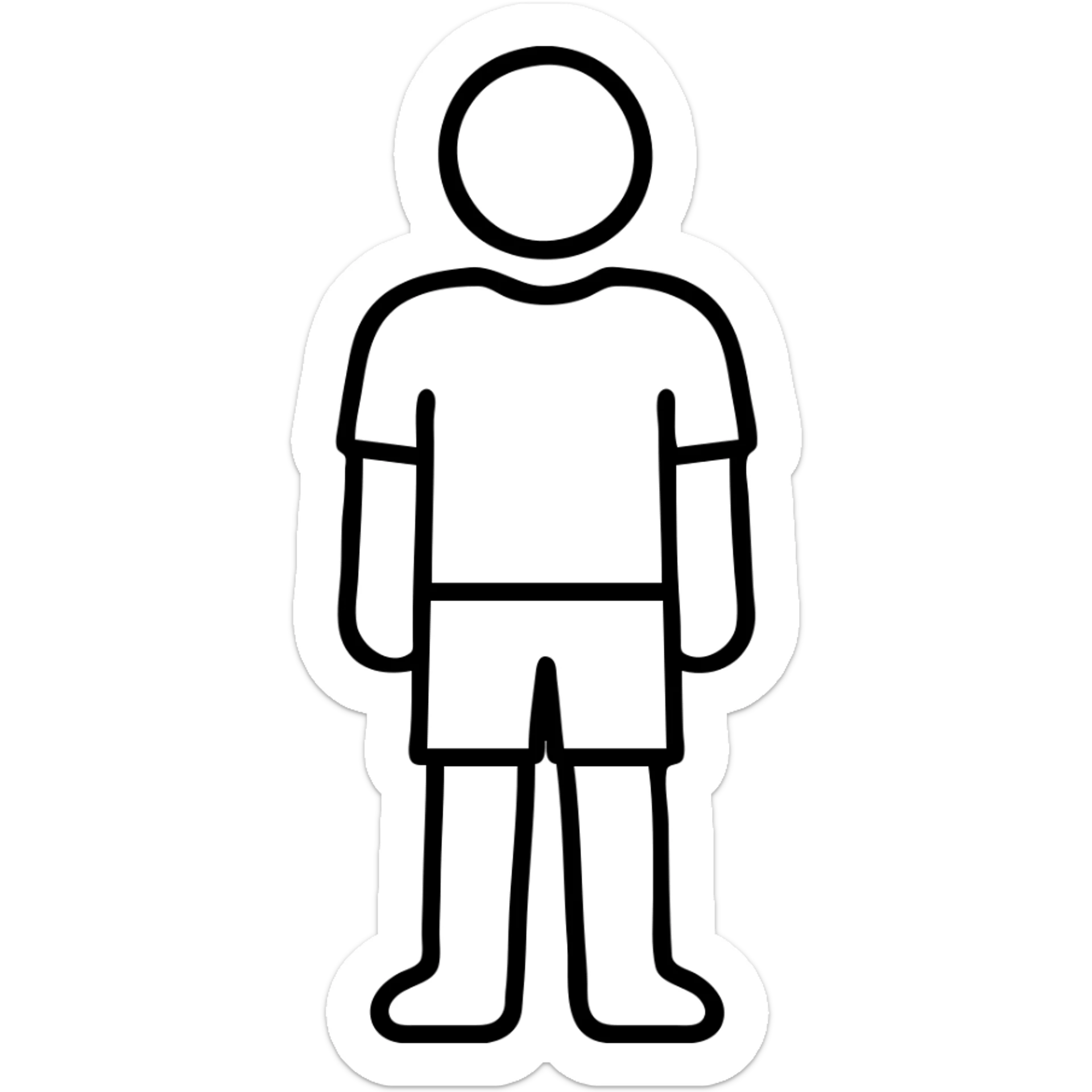Outline icon of person in casual outfit, standing sticker