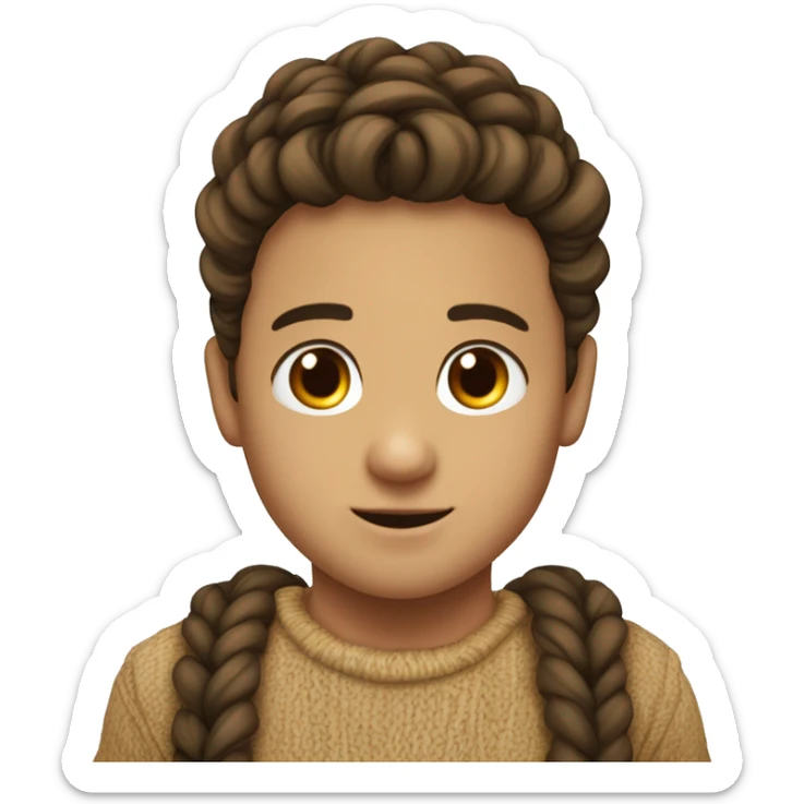 Niño moreno con trenzas de raíz por el cuello rubiio sticker