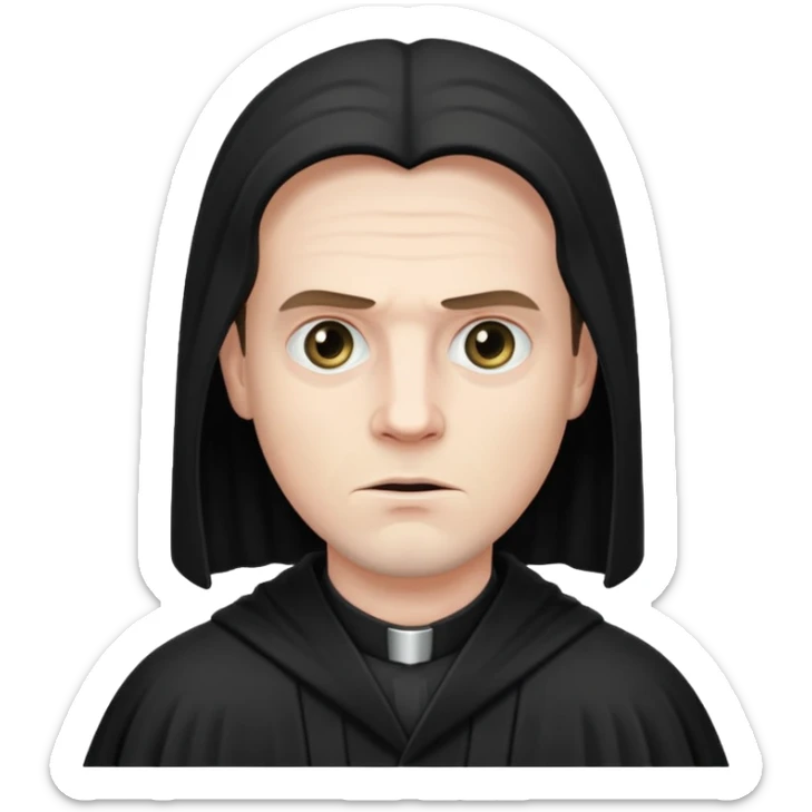 A preacher who's actually a demon.... but Noone knows it yet, in the style of your bleeding skull art. Dark gritty and menacing sticker