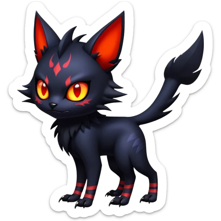 Vampiric feral futuristic gothic emo dark Litten-Noibat-Fakémon-hybrid-creature (full body) sticker
