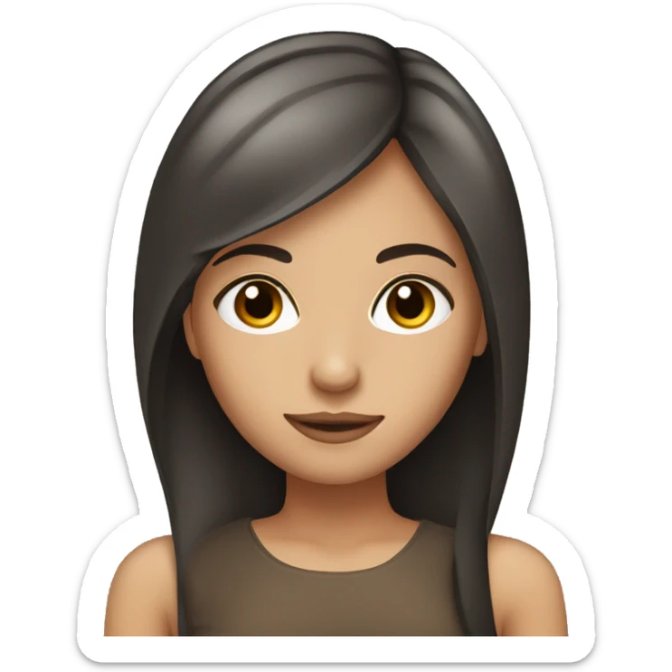 brunette girl with straight hair and brown eyes sticker