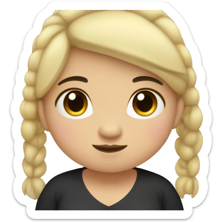 little overweight asian girl with black pony hair, from shoulders sticker