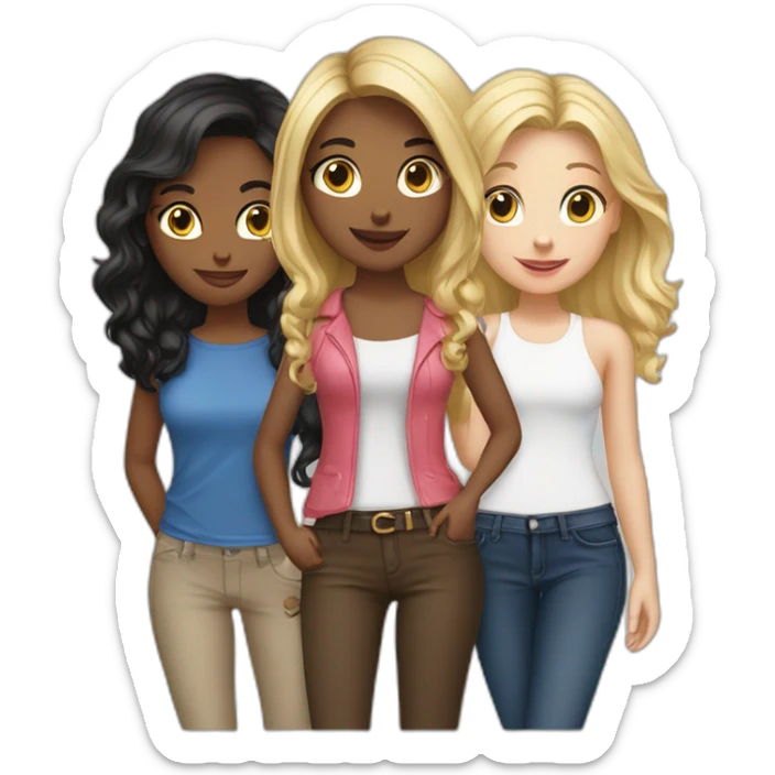 group of 6 girls friends, 3 blondes, 3 brunettes sticker