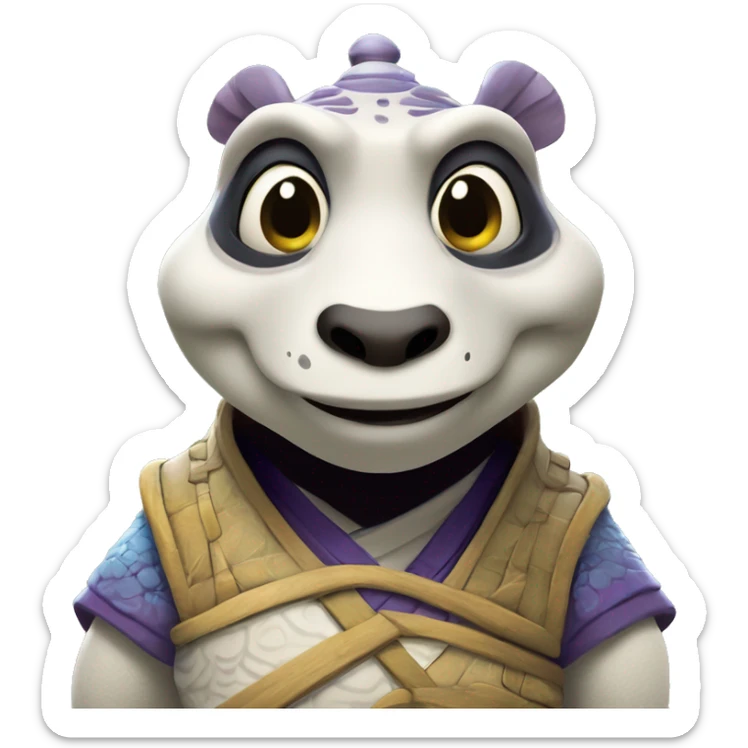 Design a colorful, vibrant, illustrated, and cartoony Master Oogway icon inspired by the movie 'Kung Fu Panda' Master Oogway must face the camera directly. sticker