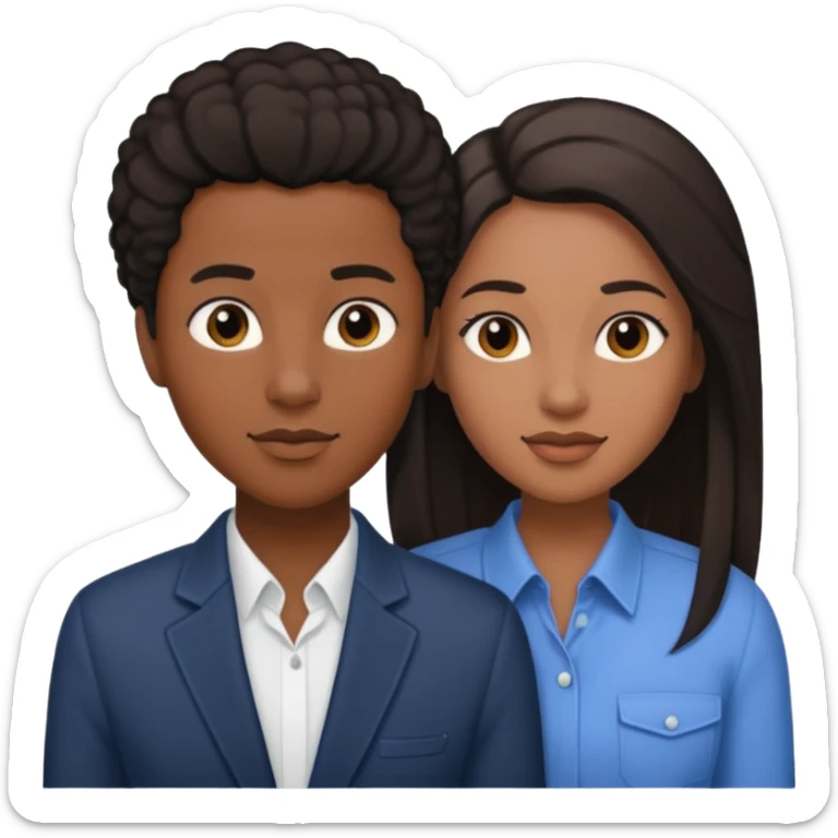 Black lesbian couple with one masculine with short hair and one feminine with long hair  sticker