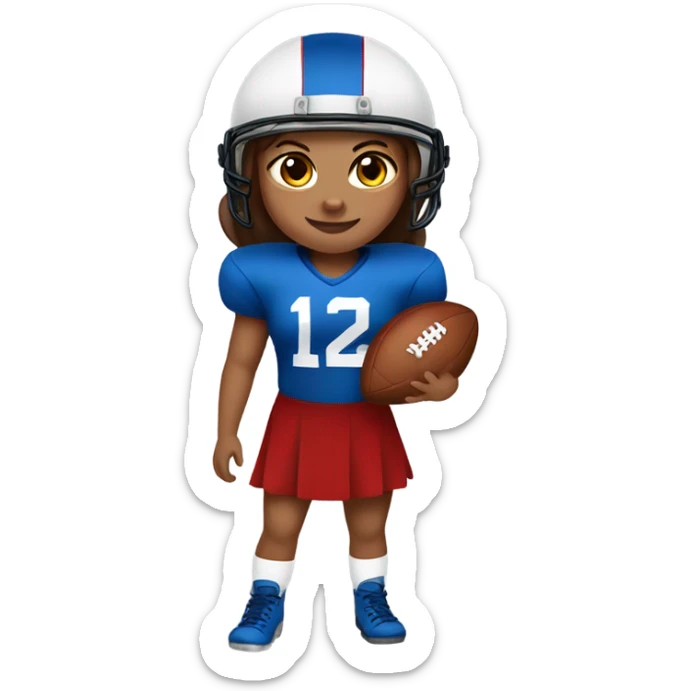 Brunette hair brown eye girl playing American football sticker
