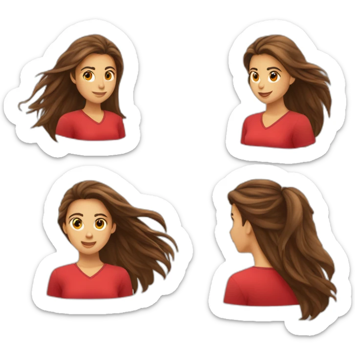 Une jeune fille avec long cheveux brun habiller en rouge qui fait du handball sticker