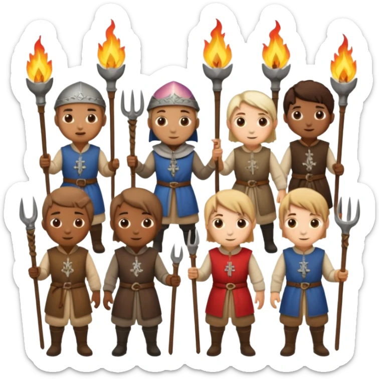 les villageois qui certains ont des fourches + torches (pas des fourches enflammer!) sapé en moyen age sticker