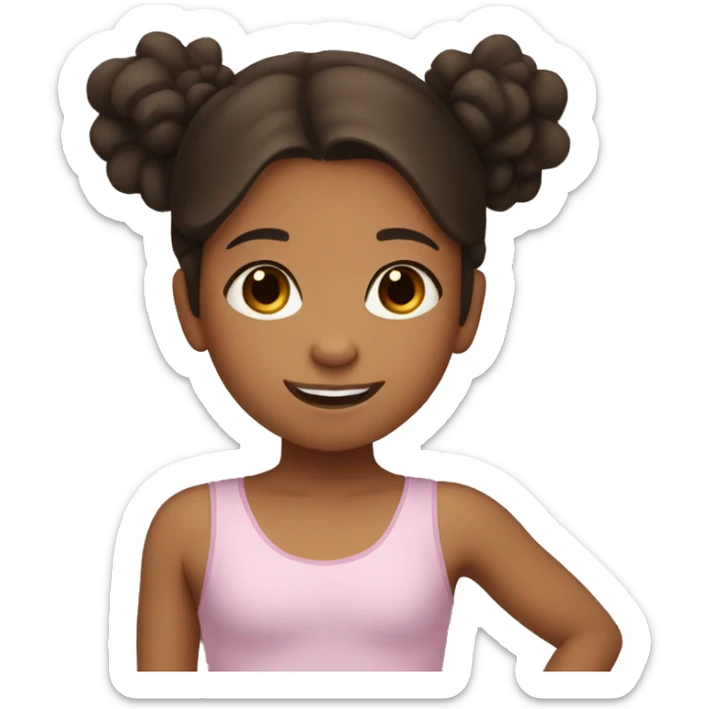 Little girl with dark brown hair, tan skin, and brown eyes doing gymnastics sticker