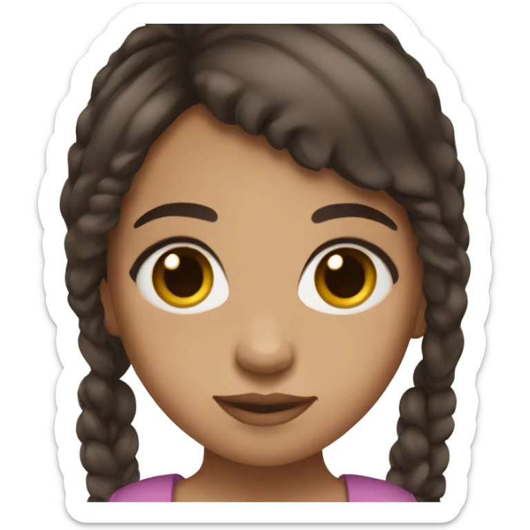 girl with dark brown hair and dark brown eyes and doll lashes sticker