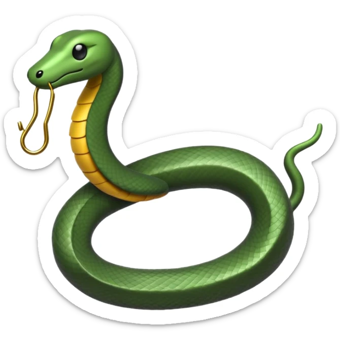 Minimalist emoji-style sticker of a bent paperclip shaped like a snake, wrapping onto itself. Thin black silhouette, no texture. sticker