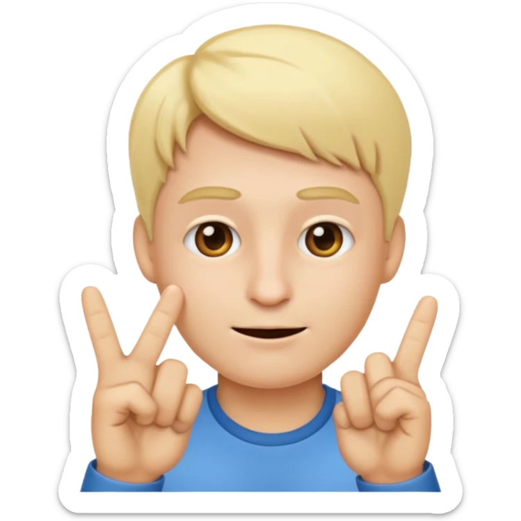a emoji with two fingers in his nose, make him have a natural white skincolour and blonde hair sticker