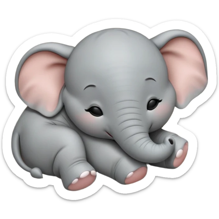 meme-worthy-cute-sleeping-baby-elephant-portrait-emoji,-head-resting-peacefully-with-a-contented-smile,-showcasing-a-delightfully-tiny-build-and-a-luxuriously-soft-gray-hide,-eyes-shut-in-a-serene,-restful-nap,-simplified sticker