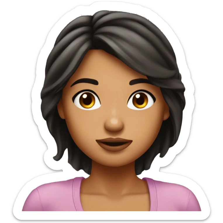 Girl shrugging súper baddie lashes tanned latina dark dark brown hair. sticker