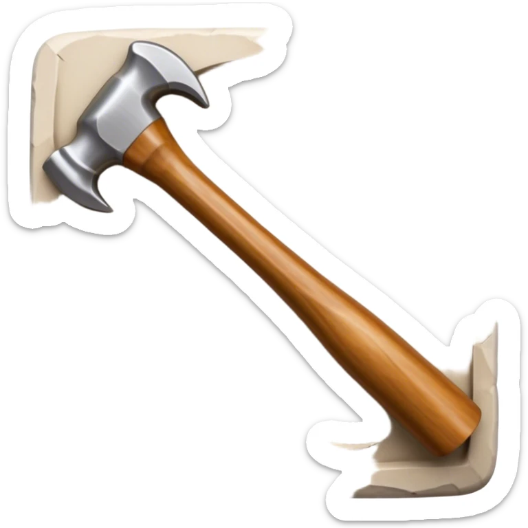 Carving icon, stone, bone, and horn being carved with chisels, fine detailed patterns visible, carving tools like hammer and chisel, minimalistic style, clean lines, transparent background. sticker