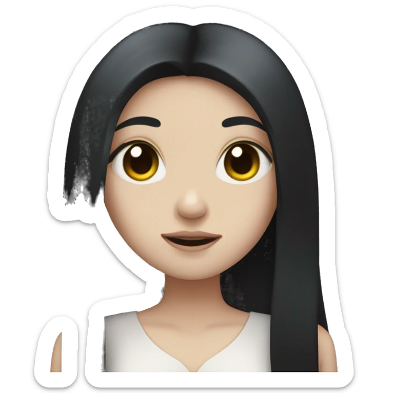 Pale girl with long black hair holding black heart in her hands  sticker