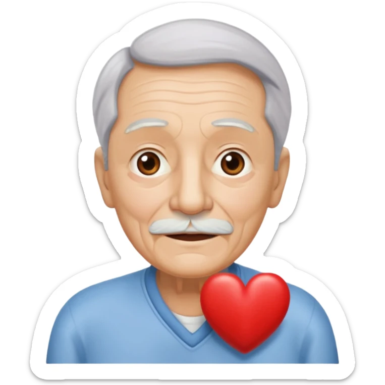 una imagen de un abuelo de 63 años con una enfermedad cardiovascular pero puedes poner al rededor habitos saludables PERO QUE SUFRA DE ENFERMEDAD CARDIOVASCULAR Y QUE NO SE VEA TAN FELIZZ sticker