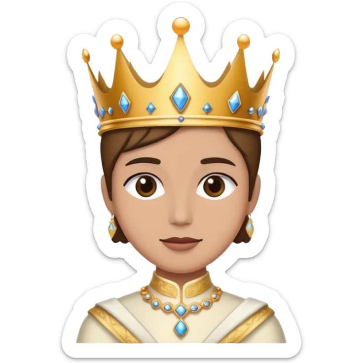 person in elegant attire attending a royal ball, with a crown and ballroom background sticker