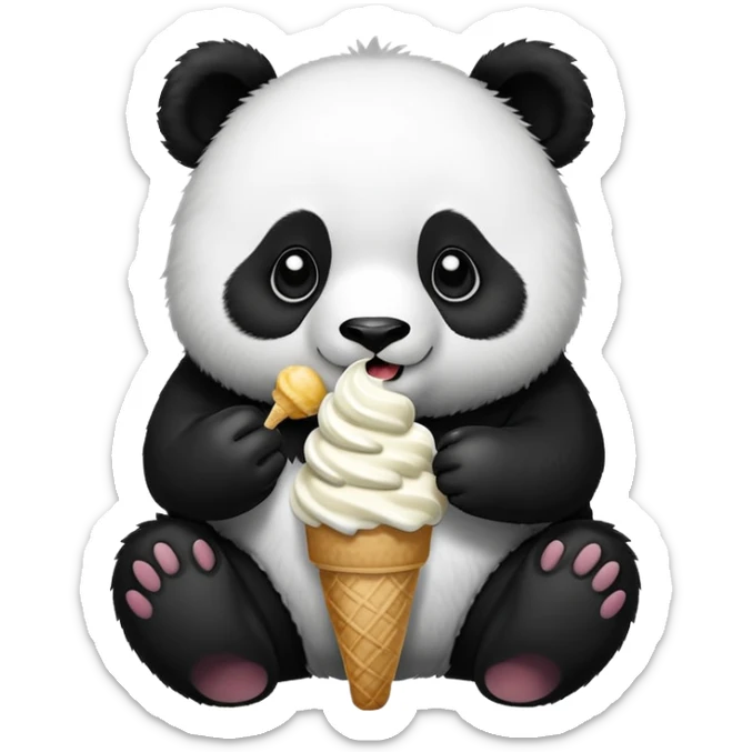 Panda eating ice cream sticker