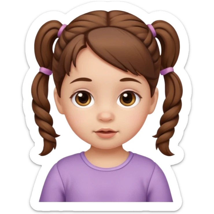 baby girl with brown hair and pigtails sticker