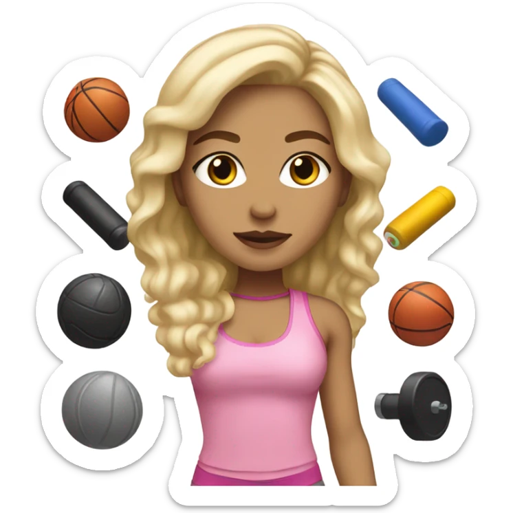 Fit pretty Blonde girl with light skin wearing a gym baddie outfit sticker
