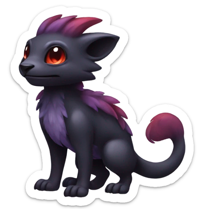 Cute cool dark black red purple animal hybrid Fakemon full body sticker