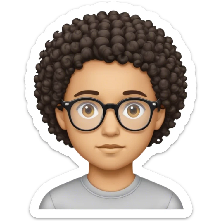 Lightskin boy with curly hair and glasses and a nice lined up haircut sticker