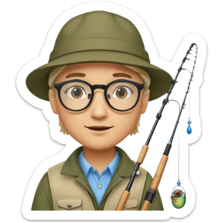 Accountant who wears glasses and loves fishing with lighter skin and bold spot sticker