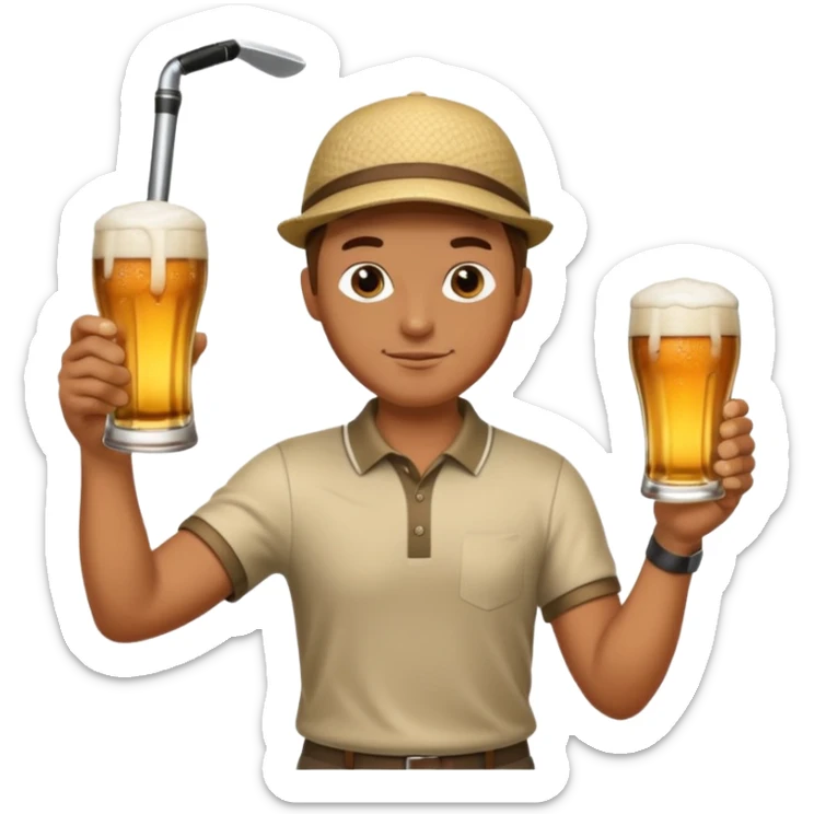 Golfer swinging his club at a glass of beer sticker
