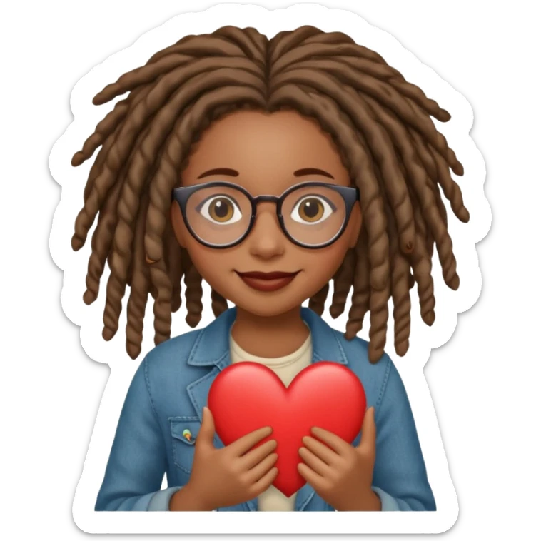 Girl Scouts African American girl with locs and glasses heart  sticker