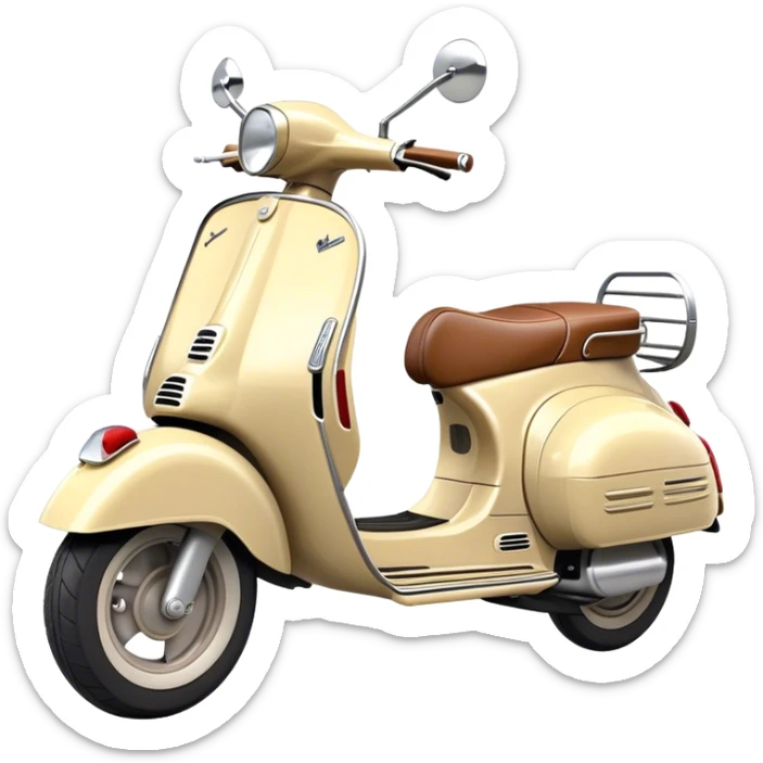 Cinematic Realistic Vespa Pop Culture Emoji, depicted as a sleek vintage scooter symbolizing Italian style rendered with dynamic detail and retro lighting. sticker