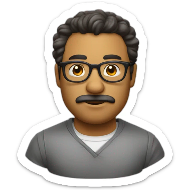 Viel homme mi-chauve cheveux courts blancs, avec lunettes rondes, sans moustache sticker