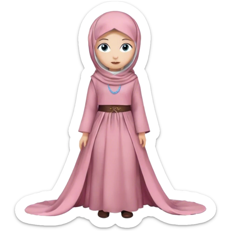 Turkish beautiful finish Konya girl blue eyes with hijab and floor length long tail Sakura design dress sticker