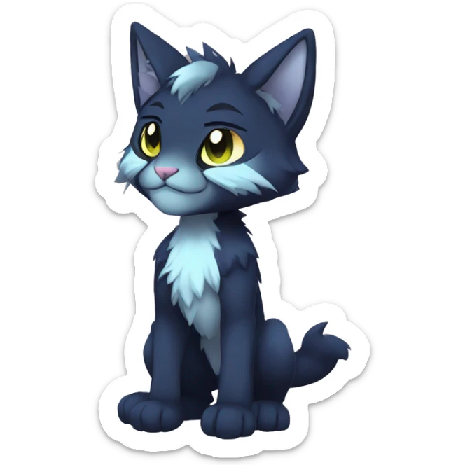 Anthro Dark Colorful Shiny Edgy Cool Shy Grumpy FurSona Feline Fakemon Full Body sticker