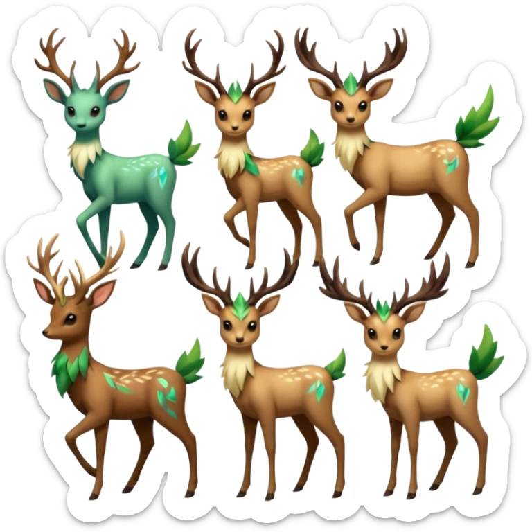 Xerneas-Sawsbuck-Deerling-Leafeon-Amaura-Virizion-fusion (full body) sticker