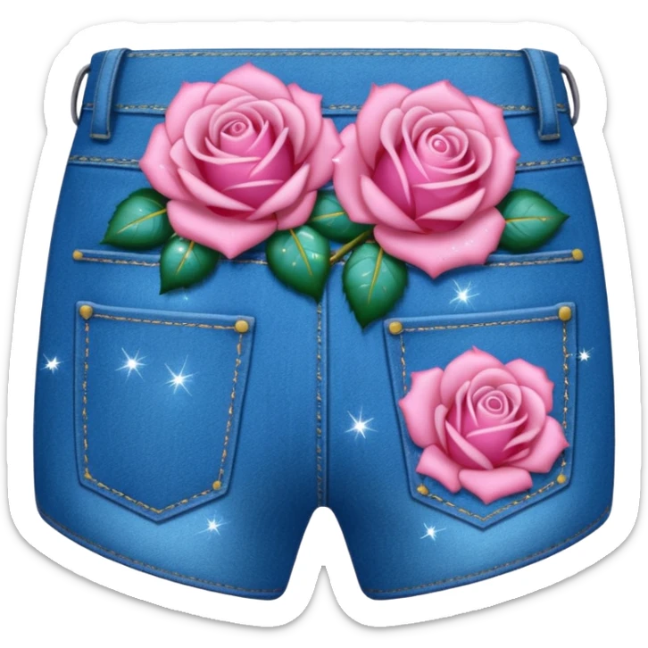 Denim back pocket with glittery roses sticking out of the pocket  sticker