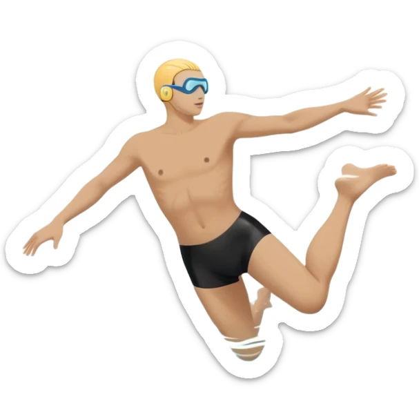 inexperienced but determined person diving into a pool of divers, with a pool named confidence... glowing body head first sticker