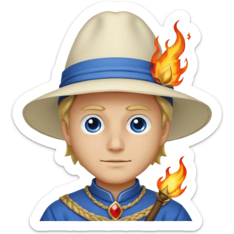 Sabo l'empereur des flammes avec un chapeau blanc et une chemise bleu de one piece sticker