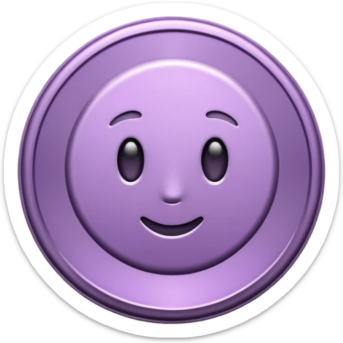 I need you to recreate this image exactly as is but make the color of the coin a ver light purple hue give me three options with different hues of purple sticker