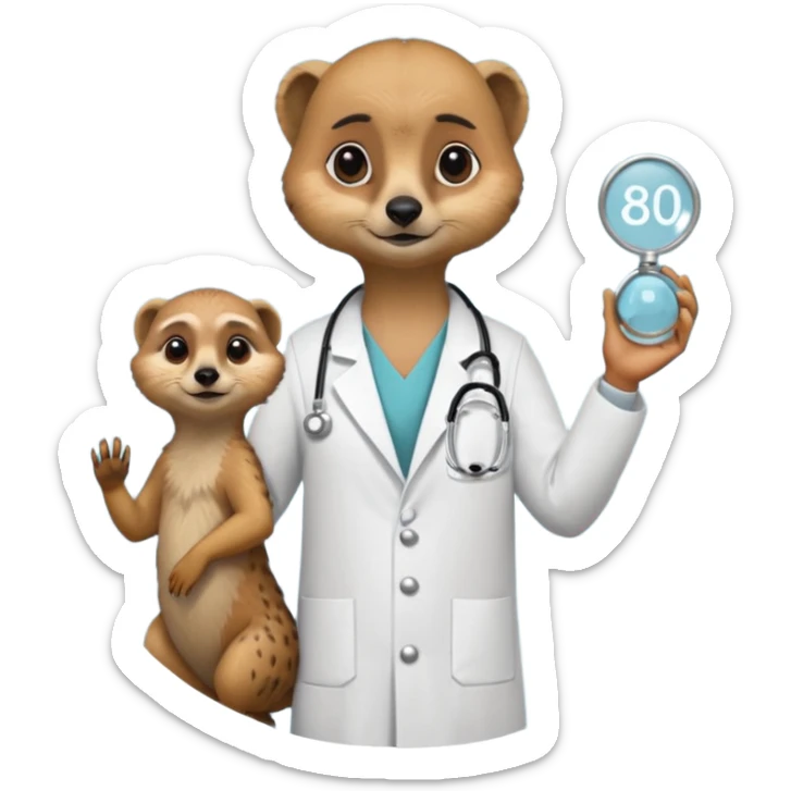 Suricate médecin avec écris "805" et "promo 2025-2030" avec un cercle rond au fnd sticker