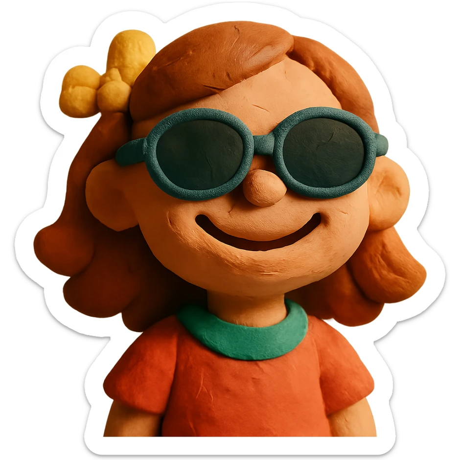girl with a big cute smile and sunglasses sticker