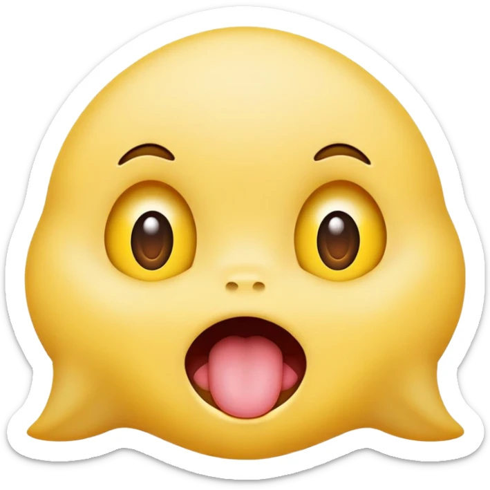 Cute little emoji with cross-eyed derpy face and tongue sticking out sticker